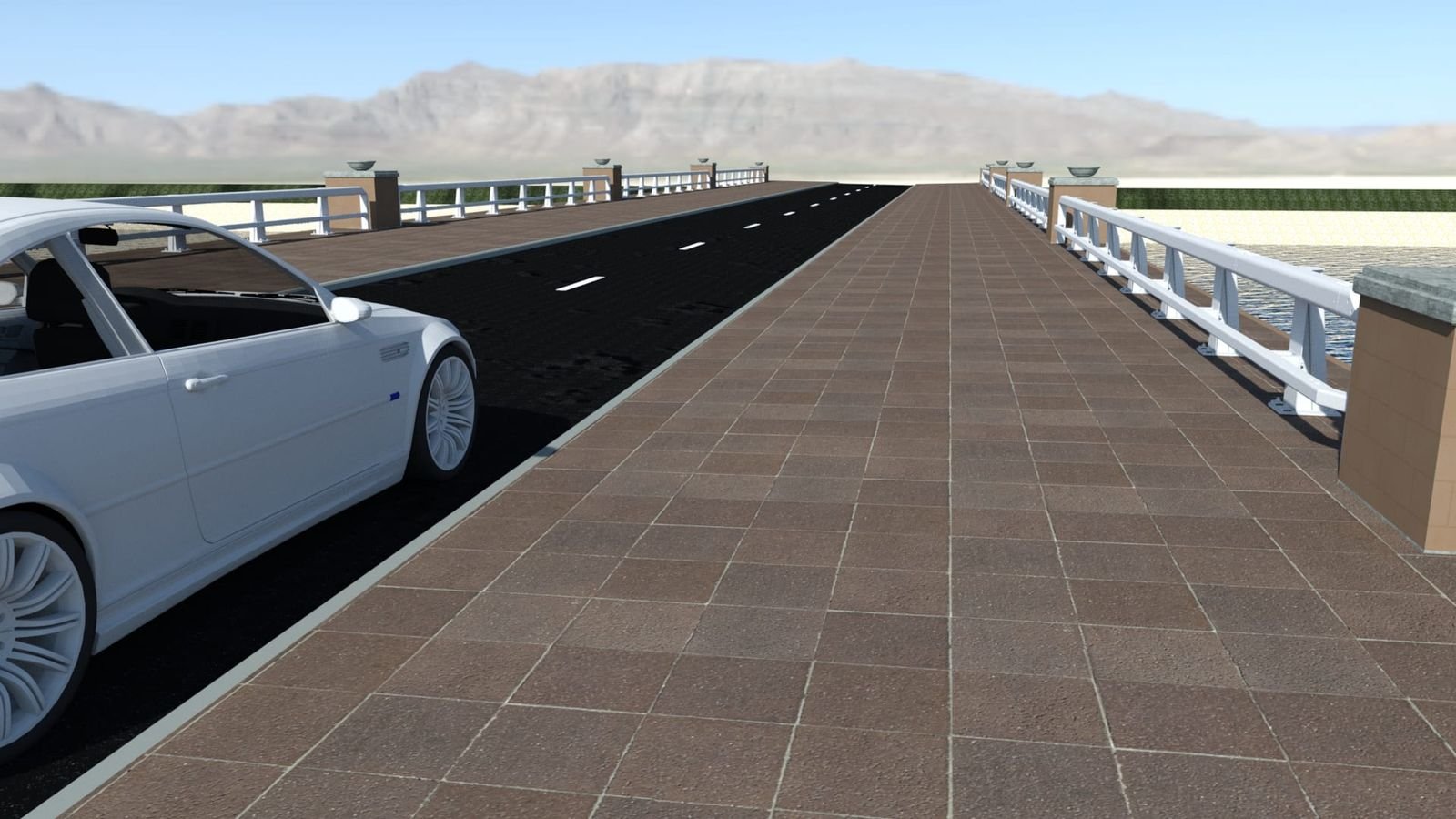 Parapet design visualization on a bridge deck