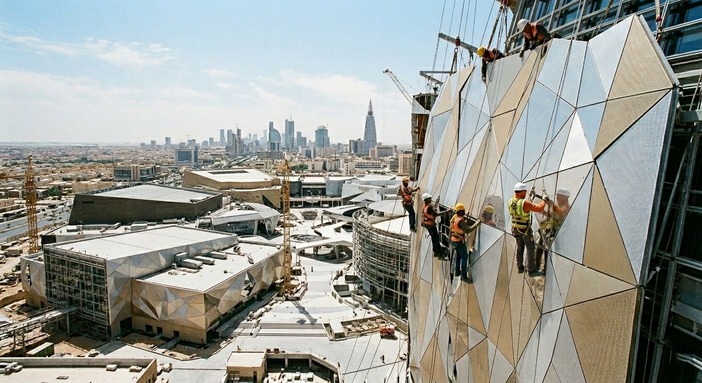 Installing faceted cladding panels