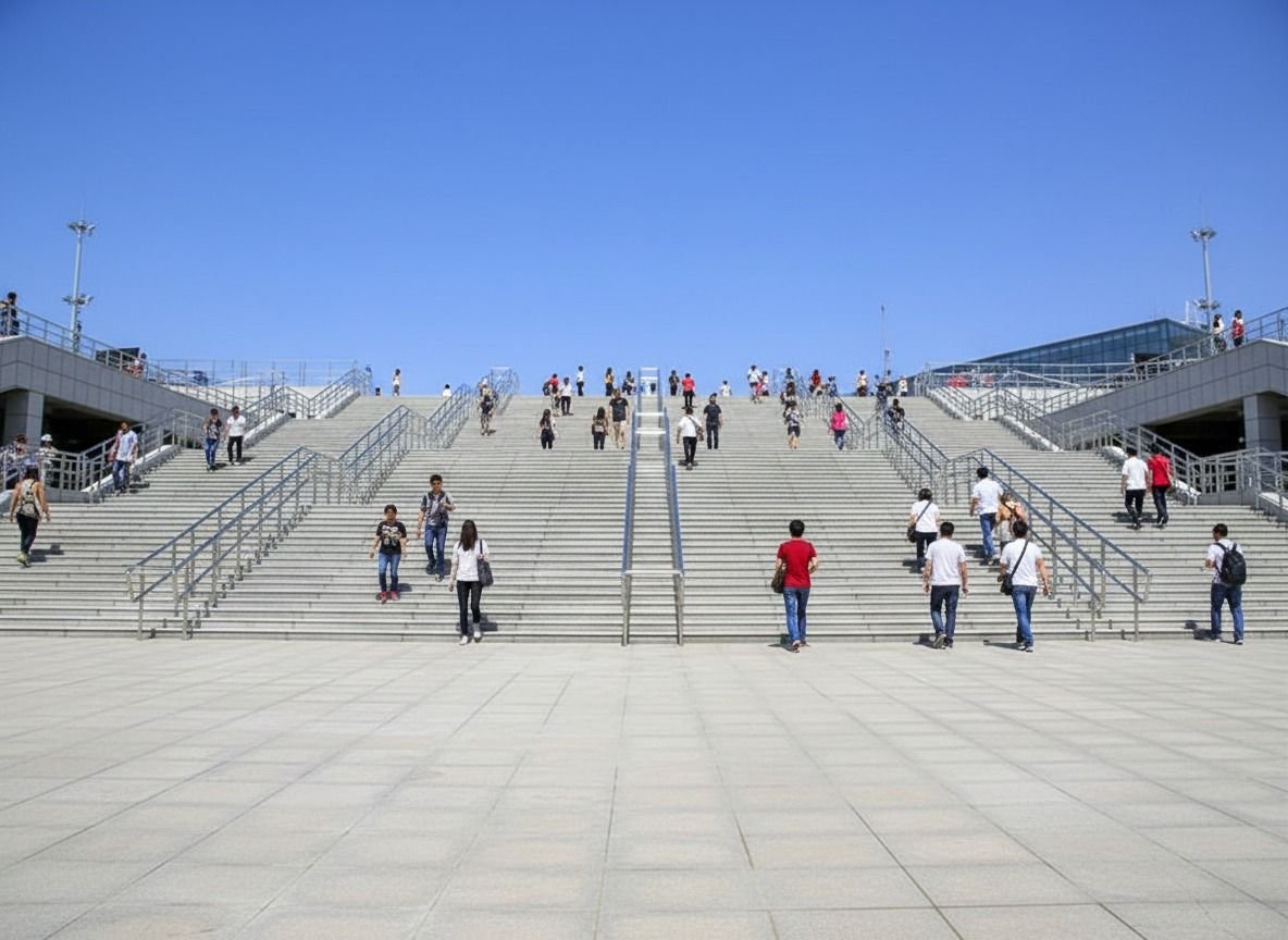 Handrails on public stairs