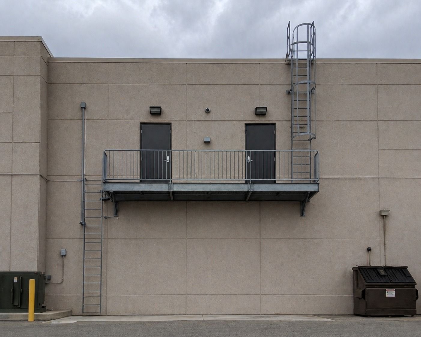 Balcony railing and access ladder